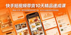 快手短视频带货10天精品速成课，普通人仅凭一部手机就能轻松起步入局，多元玩法撬动稳定带货收益