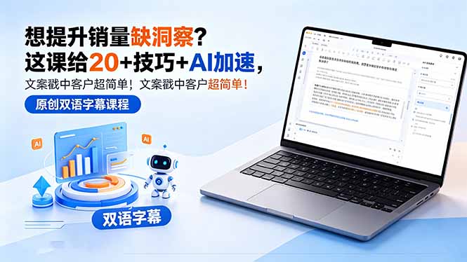想提升销量缺洞察?这课给 20 + 技巧 + AI 加速,文案戳中客户超简单!【原创双语字幕】
