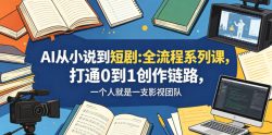 AI从小说到短剧全流程系列课，打通0到1创作链路，一个人就是一支影视团队
