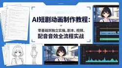 AI短剧动画制作教程：零基础到独立实操，剧本、视频、配音音效全流程实战