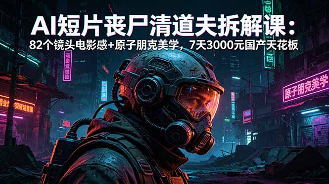 AI短片《丧尸清道夫》拆解课：82个镜头电影感+原子朋克美学，7天3000元国产天花板