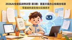 2026AI全能实战特训营-第3期：覆盖文案办公绘画全场景 零基础快速变身AI实操高手