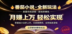 番茄小说5月最新独家玩法，稳定落地实测月入过万！