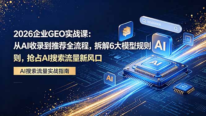 2026 企业GEO实战课:从AI收录到推荐全流程,拆解6大模型规则,抢占 AI 搜索流量新风口