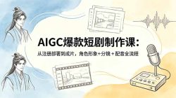 AIGC爆款短剧制作课：从注册部署到成片，角色形象+分镜+配音全流程