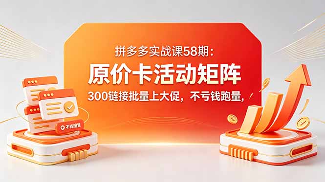 拼多多实战课58期:原价卡活动矩阵,300链接批量上大促,不亏钱跑量