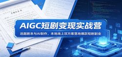 AIGC短剧变现实战营：选题剧本与AI制作，本地线上双方案落地爆款短剧副业