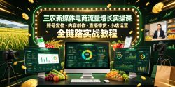 三农新媒体电商流量增长实操课，账号定位・内容创作・直播带货・小店运营，全链路实战教程