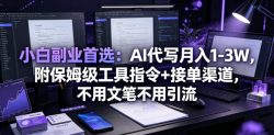 小白副业首选：AI代写月入1-3W，附保姆级工具指令+接单渠道，不用文笔不用引流【揭秘】