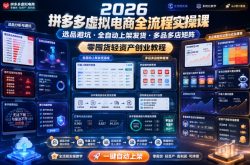 2026拼多多虚拟电商全流程实操课，选品避坑・全自动上架发货・多品多店矩阵，零囤货轻资产创业教程