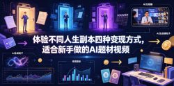 体验不同人生副本四种变现方式，适合新手做的AI题材视频