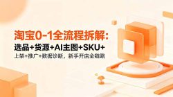 淘宝0-1全流程拆解：选品+货源+AI主图+SKU+上架+推广+数据诊断，新手开店全链路