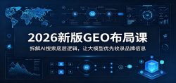 2026新版GEO布局课：拆解AI搜索底层逻辑，让大模型优先收录品牌信息