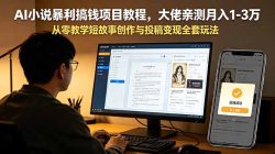 AI小说暴利搞钱项目教程，大佬亲测月入1-3万，从零教学短故事创作与投稿变现全套玩法