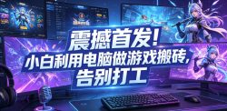 震撼首发！小白利用电脑做游戏搬砖，告别打工【揭秘】