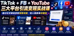 TikTok+FB+YouTube三大平台引流变现实战课，通过社交媒体获取销售线索，别人填表单你賺钱【原创双语字幕】