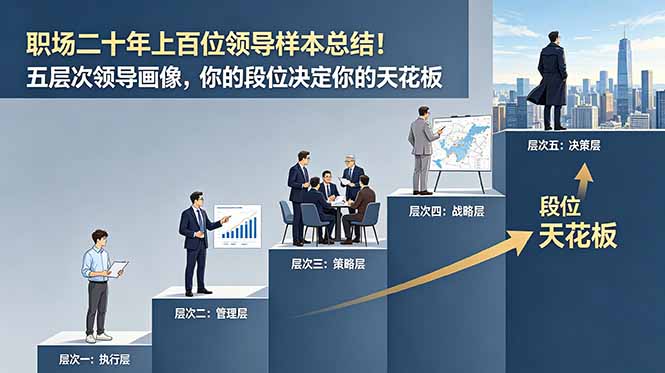 付费文章:职场二十年上百位领导样本总结!五层次领导画像,你的段位决定你的天花板
