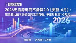2026无货源电商不备货2.0【更新-6月】：超低费比技术突破自然流天花板，单店月利润1-3万元