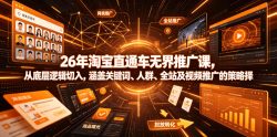 26年淘宝直通车无界推广课，从底层逻辑切入，涵盖关键词、人群、全站及视频推广的策略选择