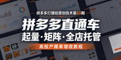 拼多多打爆班原创技术第60期，拼多多直通车，起量・矩阵・全店托管，高投产爆单增收教程