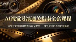 AI视觉导演通关指南全套课程，运镜光影构图风格提示词全教学，一键生成电影质感影视画面