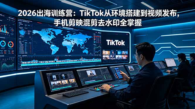 2026出海训练营:TikTok从环境搭建到视频发布,手机剪映混剪去水印全掌握