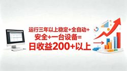 三年以上稳定+全自动+安全+一台设备=日收益200+