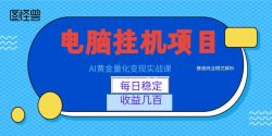 AI黄金量化变现实战课：电脑挂机每日稳定收益几百，赛道商业模式解析！