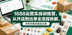 1688运营实战训练营，从开店到出单全流程拆解，手把手教你稳定出单(更新0620)