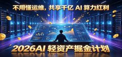不用懂运维，共享千亿 AI 算力红利，2026AI 轻资产掘金计划