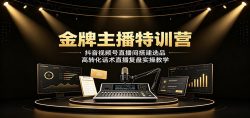 金牌主播特训营：抖音视频号直播间搭建选品，高转化话术直播复盘实操教学