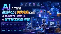 AI人工智能高效办公与跨境电商实战课：从内容生成、视觉设计到数字员工团队搭建