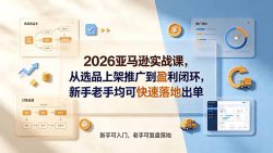 2026亚马逊实战课，从选品上架推广到盈利闭环，新手老手均可快速落地出单