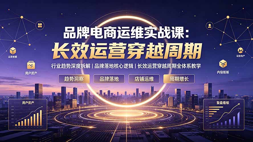 品牌电商运维实战课:行业趋势深度拆解|品牌落地核心逻辑|长效运营穿越周期全体系教学