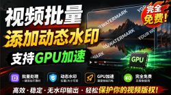 批量视频添加动态水印！Windows纯本地运行，支持GPU加速，完全免费，视频防搬运工具水印工坊，可以批量