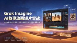 Grok Imagine AI故事动画短片实战：电影级视觉效果+角色一致性+高级提示词+后期剪辑全流程