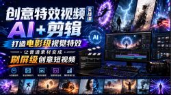 创意特效视频实战课，AI+剪辑打造电影级视觉特效，让普通素材变成刷屏级创意短视频