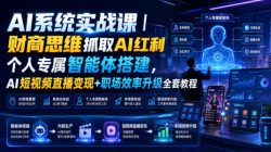 AI系统实战课｜财商思维抓取AI红利｜个人专属智能体搭建，AI短视频直播变现+职场效率升级全套教程