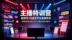 主播特训营：视频号+抖音双平台直播带货，直播间搭建+选品+话术+开播全流程系统教学
