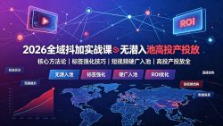 2026全域抖加实战课：无潜入池核心方法论｜标签强化技巧｜短视频硬广入池｜高投产投放全教程