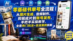 零基础书单号全流程｜从图片生成、音频制作、剪辑成片到账号发布，手把手实操教学，全套热门玩法+实战案例拆解