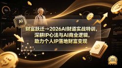 财富跃迁→2026AI财道实战特训，深耕IP心法与AI商业逻辑，助力个人IP落地财富变现