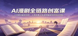 AI漫剧全链路创富课：小说素材剧本创作，人物场景AI生成剪辑发布变现全流程