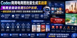 Codex商用电商图批量生成实战课｜电商全自动生图SOP流程，一键批量做主图/详情页/活动海报/封面商用教程